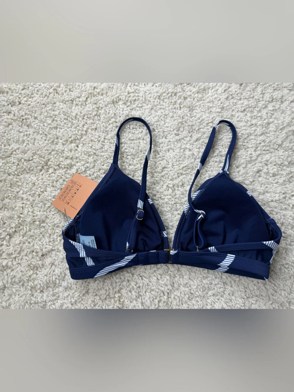 Shade & Shore Navy Wave-Print Triangle Bikini Top NWT